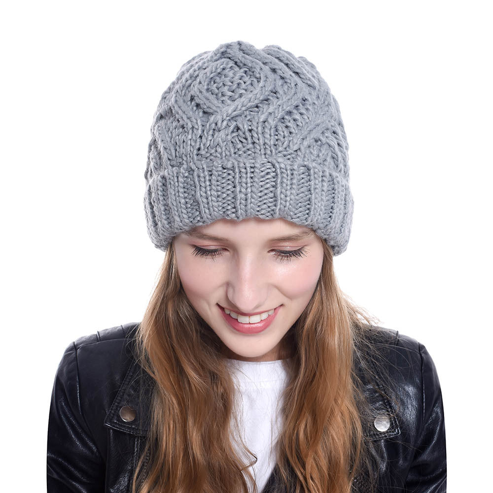 Wholesale Diamond Check Soft Chunky Knitted Hat